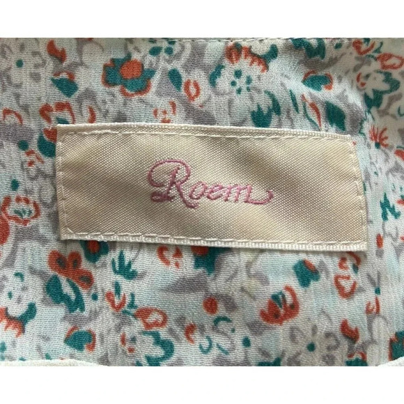 Roem Dress Maxi Cottagecore Cream Teal Orange Floral Small S - Picture 5 of 5